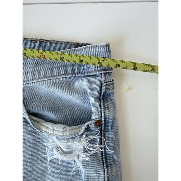 Levis 511 Denim Shorts Mens Size 40 Blue Light Wash Cotton Slim Distressed - Picture 10 of 13